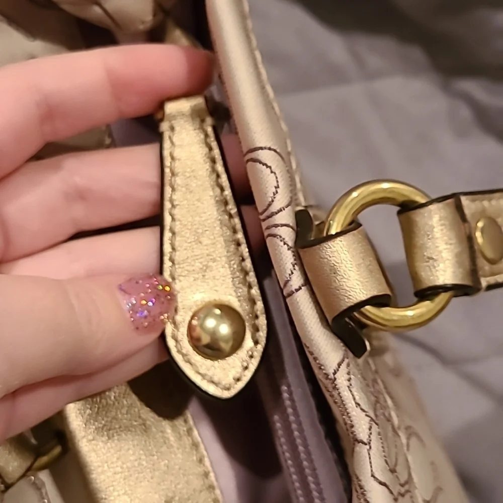 Coach gold detail beige bag